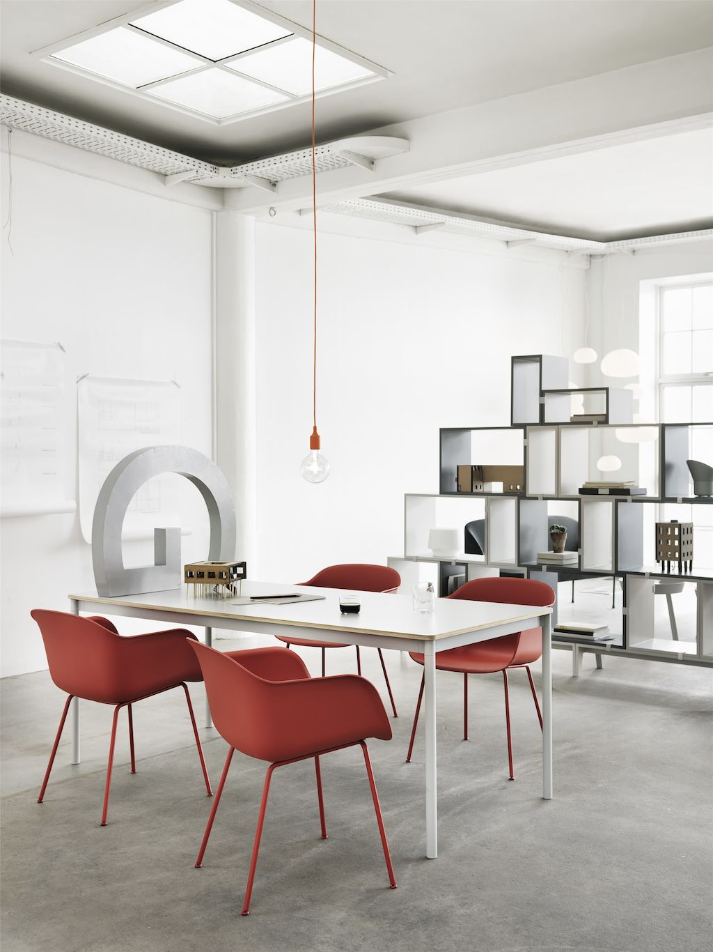 Muuto Fiber Chair Base Table Stacked